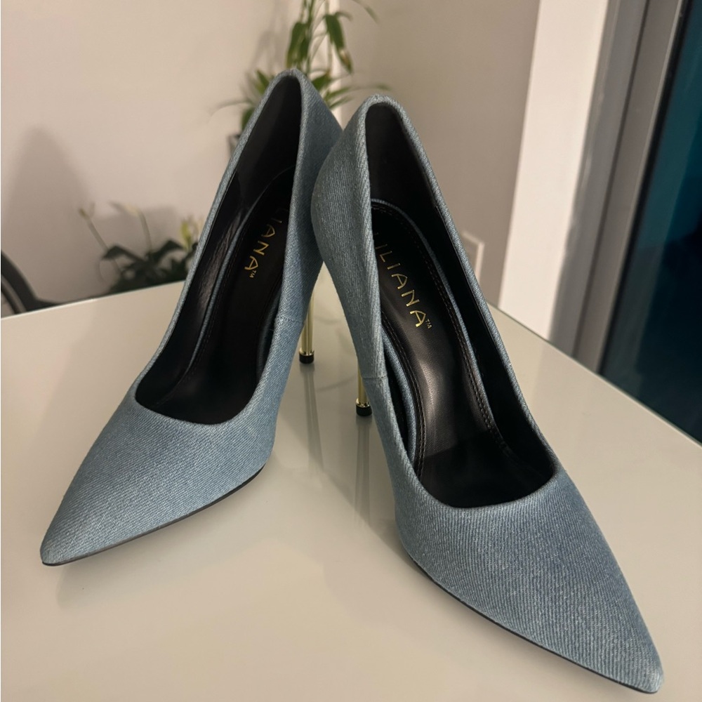 Liliana Denim Elegant Stiletto Heels Worn Once